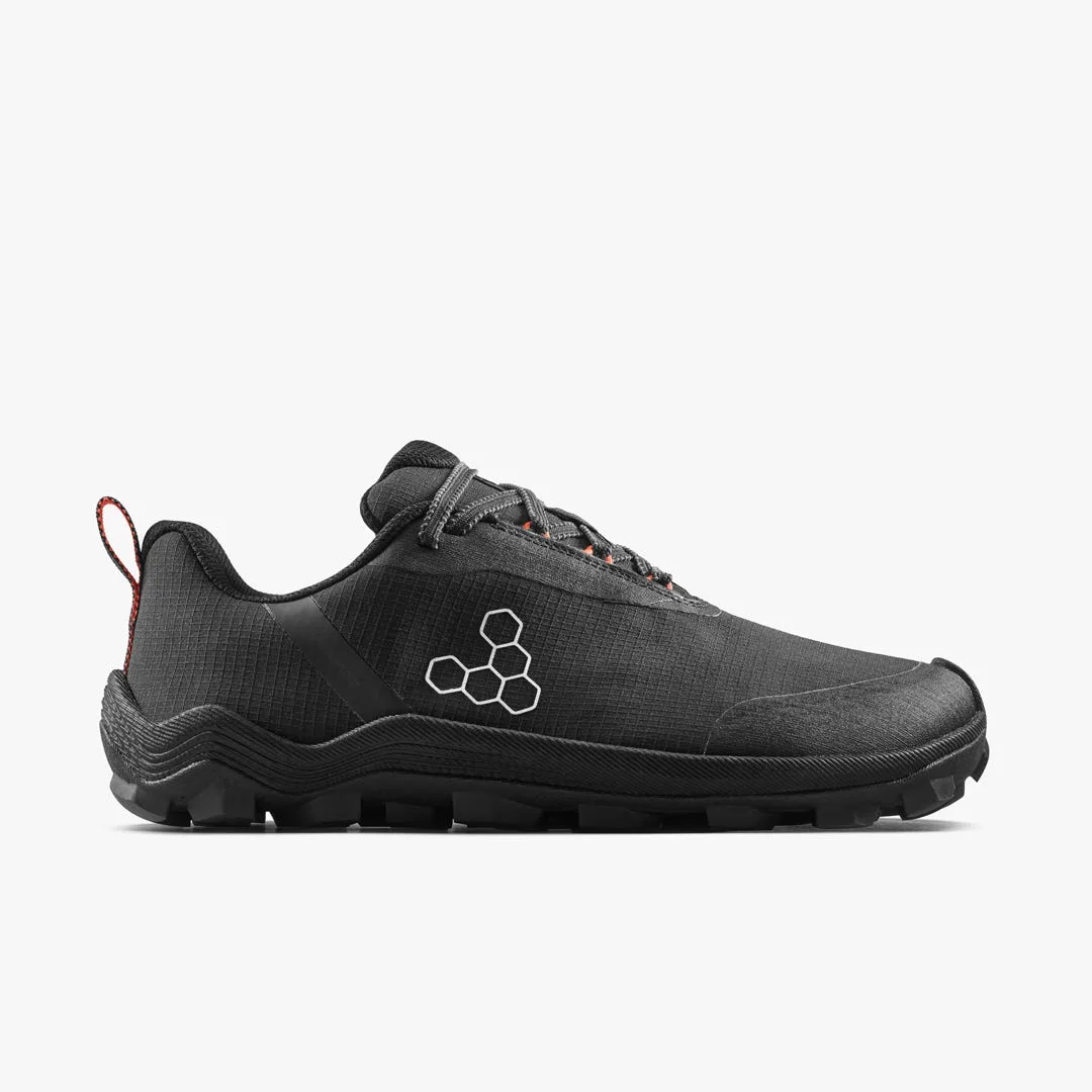 Кроссовки Vivobarefoot Primus Trail Flow Waterproof — женская модель, чёрный с красным