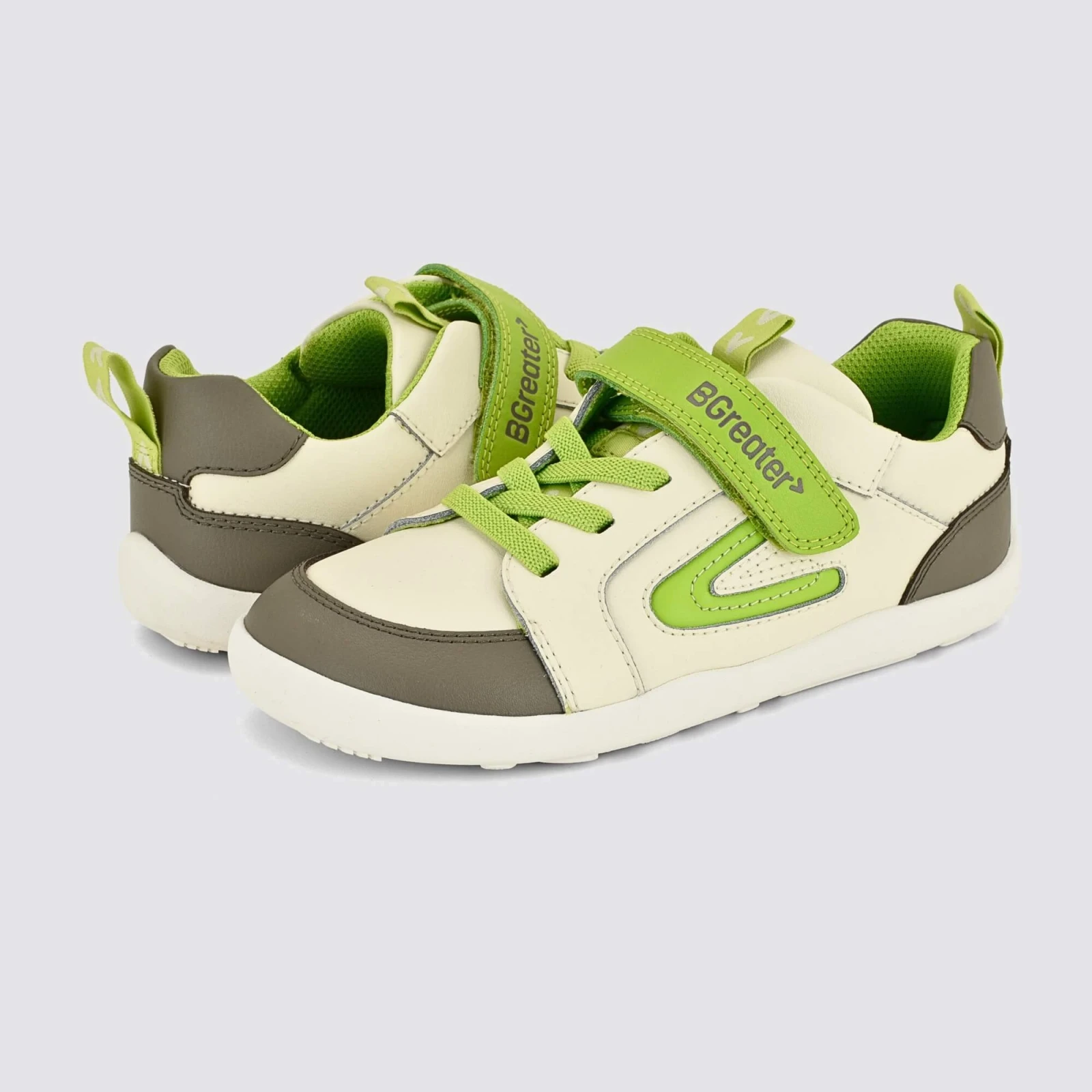 Кроссовки BGreater All Leather Lev — серый с лаймовым, фото 10