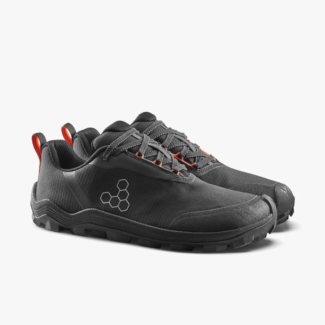 Кроссовки Vivobarefoot Primus Trail Flow Waterproof — женская модель, чёрный с красным, фото 4