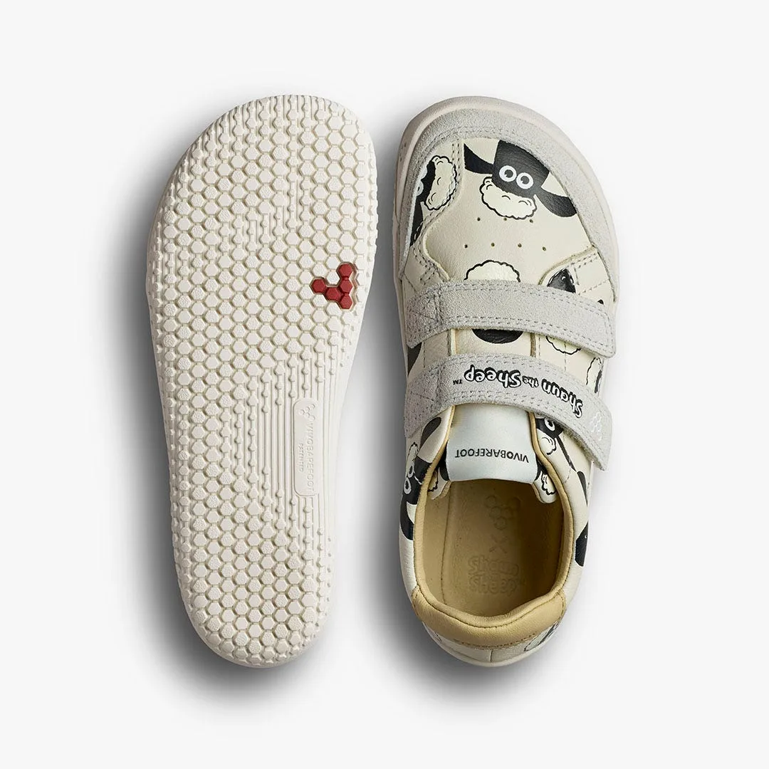 Кроссовки Vivobarefoot Gobi Sneaker — для дошкольников, белый с принтом «Барашек Шон», фото 2